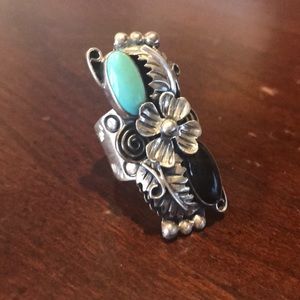 QVC Artisan Crafted Sterling Onyx Turquoise Ring